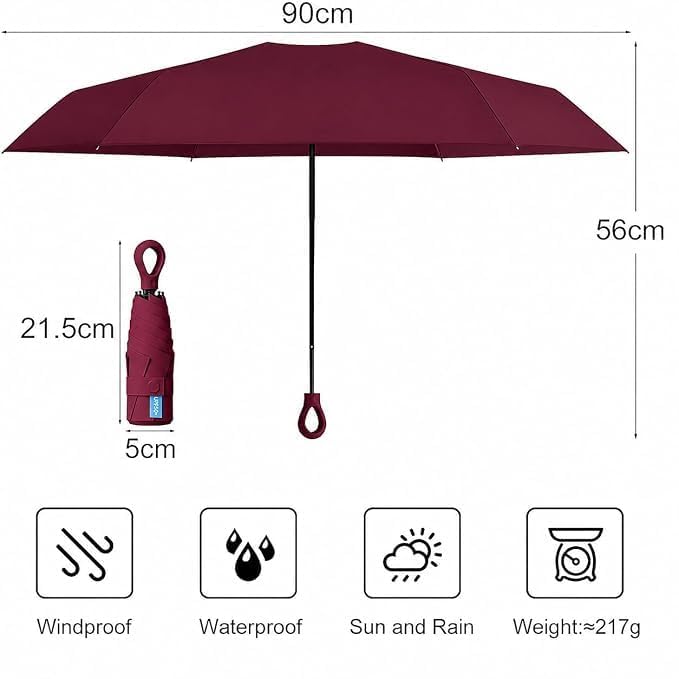 Image of Mini Umbrella with Case for Men & Women (Manual Open) Compact Travelling Pocket Umbrella, Polyester & UV Protect Fabric for Summer /Anti-Slip Handle- Use in Rain & Summer-Foldable Windshield