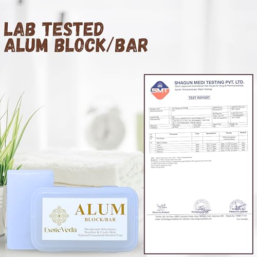 Image of 100% Pure Alum Block (Fitkari Stone) for Men & Women | After Shave Care for Razor Nicks & Skin Tightening | Natural Underarm Deodorant | Potassium Alum Crystal | Unscented