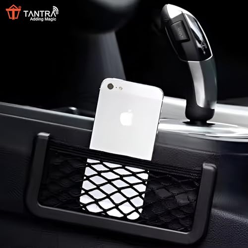 Image of TANTRA Universal Car Seat Side Back Net Storage Bag & Phone Holder Pocket Organizer for Essentials & Snacks