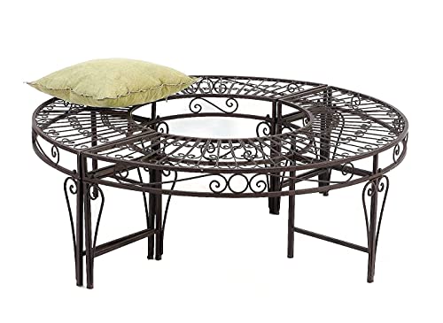 DanDiBo Banc rond en métal résistant aux intempéries Marron Ø 135 cm 96188