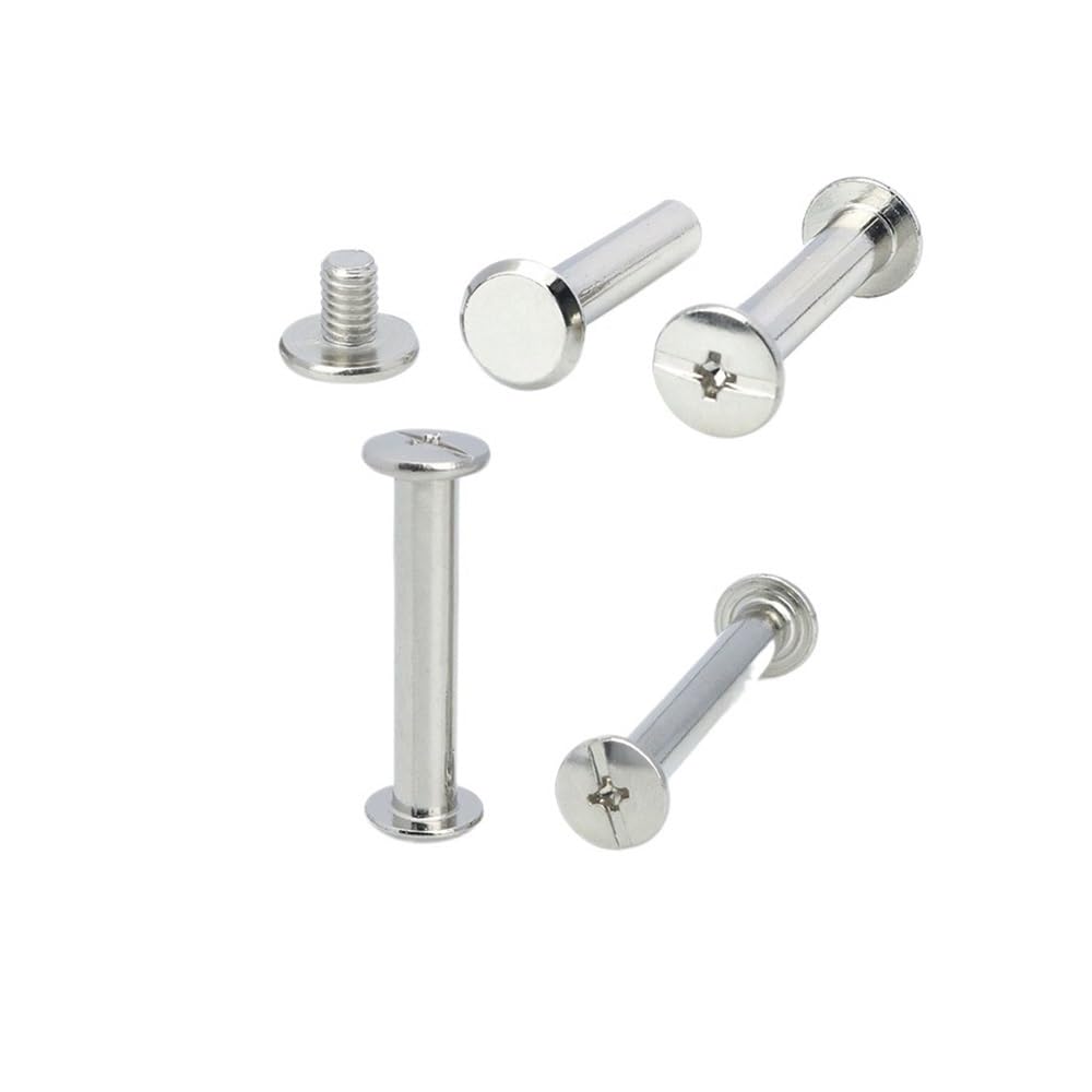 5/10sets M2 M3 M4 304 Stainless Steel Leather Bag Belt Photo Scrapbook Album Book Post Binding Screw Screw Rivet Metal Screws(22mm,10sets D3-M2)