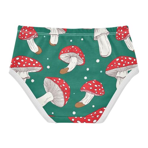 Wusikd Mushroomson Girls' Underwear Cotton Green Red Girls Briefs Soft Toddler Underwear 2T2