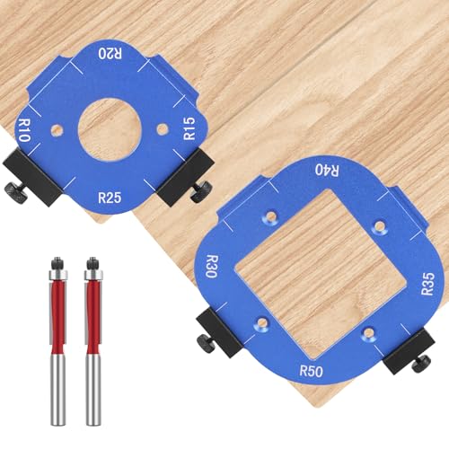 Aluminium Alloy Router Radius Jig Compact High Precision Router Corner Template for Edge or DIY Project..(Blue,4-Piece Set)