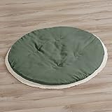 Sweet Jojo Designs Dark Green Boho Chic Girl Boy Unisex Baby Playmat Tummy Time Infant Play Mat Solid Sage Hunter Ivory Bohemian Gender Neutral Linen Macrame Modern Farmhouse Designer Minimalist Tuft