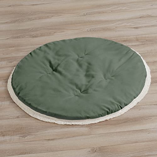 Image of Sweet Jojo Designs Dark Green Boho Boy Girl Gender Neutral Baby Play Mat Tummy Time Activity Infant Playmat Playpen Tent Teepee Floor Sage Modern Bohemian Farmhouse Southwest Shabby Chic Diamond Tuft