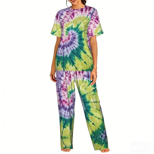 Pyjama femme confortable imprimé hippie ensemble de nuit doux pour dormir