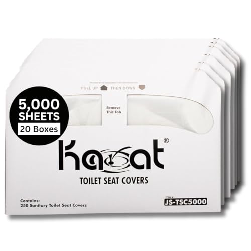 Karat Disposable Toilet Seat Covers – 5000 Sheets of Recycled Paper, Compatible with Half-Fold...
