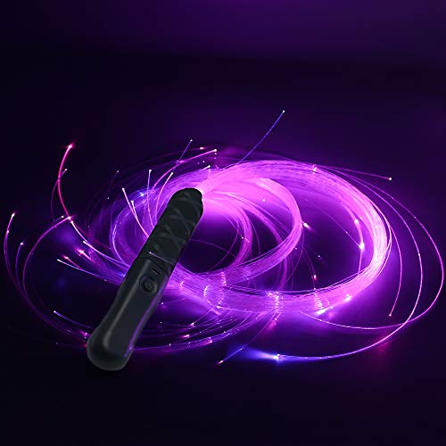 blueple Rechargeable Fiber Optic Whip Dance 7 Colors led Whip 6ft Pixel Whip emazing Lights 360Â° Swivel Sparkle Flow Toy