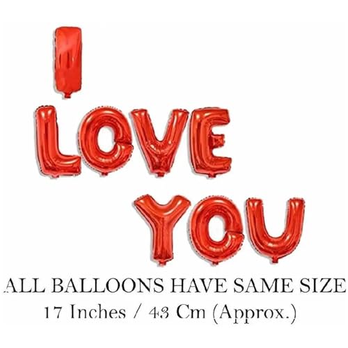 Image of Rozi Decoration I Love You Foil Balloon for Decoration (Red) Pack of 8 Letters