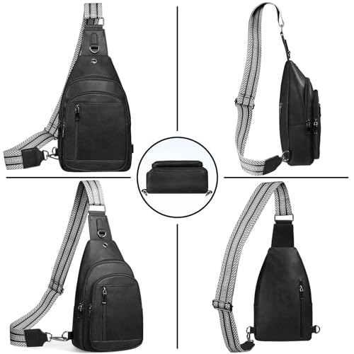 Image of Sling Bag for Women PU Leather Sling Bag Small Crossbody Sling Backpack Multipurpose Chest Bag for Women Cycling