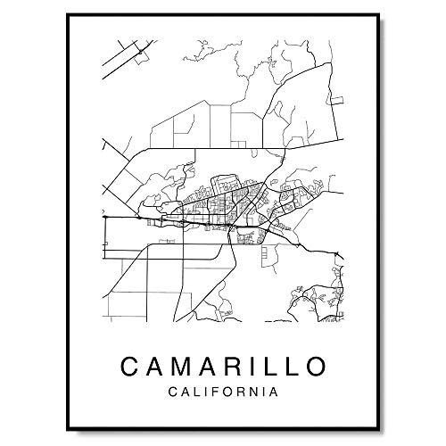 Camarillo Map Wall Art Poster Print California USA City Map Street 8x10 Black