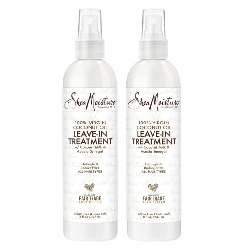 SheaMoisture Curly Hair Products, Leave in Conditioner Spray, 100% Virgin Coconut Oil, Hair Care, Detangler Spray, Shea Butter and Coconut Milk, Anti Frizz Hair Products (Pack of 2-8 Fl Oz Ea)