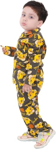 Image of TONY & JONY Summer Casual Wear Self Design Cartoons Printed Full Sleeve 100% Pure Cotton Kid's Top Bottom Set /Night Suit