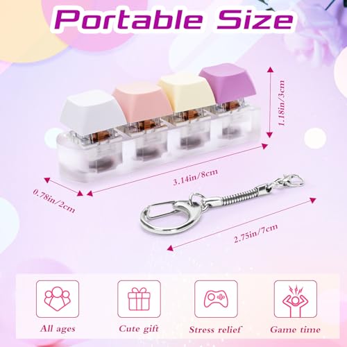 Image of Keyboard Fidget Toys Adults Fidget Keyboard Clicker with LED Light Keychain Sensory Toys for Anxiety Stress Relief (Macaron1, 4 in 1)