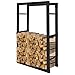 Produktbild EINFEBEN Kaminholzregal Feuerholzregal Kaminholzhalter Aus Schwarzem Metall, Brandschutz Kaminholzständer für Holzscheite Stapelhilfe, Größe:25x60x100 cm