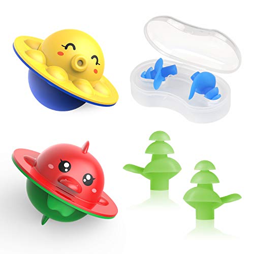 Hearprotek 2 Sets Kids Swimming Kit, Kids Swimming Ear Plugs + Swimming Pool Game Bath Toy flip for Bathing, Swimming Training for Baby Boys Girls Toddlers