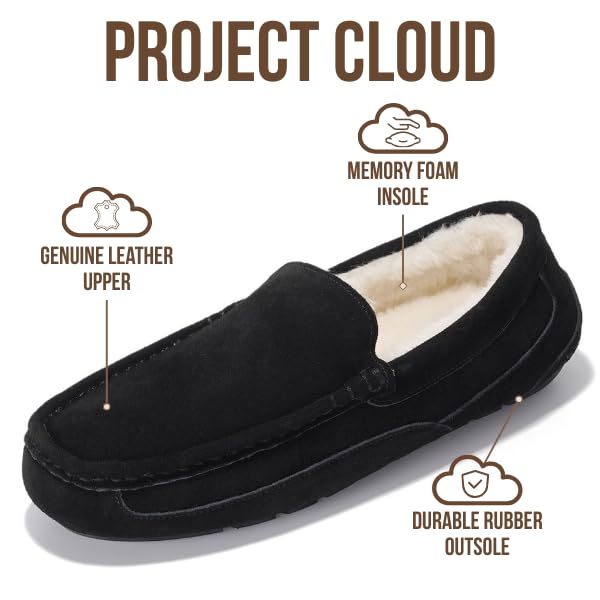 Project Cloud Genuine Suede Mens Slippers - Memory Foam Insole Moccassins Loafers for Men Shoes Indoor and Outdoor Use - Lightweight Non-Slip House Shoes (Oswin)2