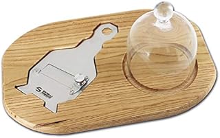 Ambrogio Sanelli - Set tartufi: Tagliere in Legno di Castagno con Campana di Vetro ed Affettatartufi in Acciaio Inox a Lama Liscia. Manico in Castagno, Ergonomico ed Antiscivolo.