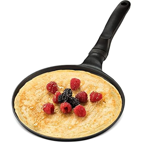 GOURMEX Black Induction Crepe Pan, With PFOA Free Nonstick Coating | Ideal Induction Pan for Egg Omelet and Flat Pancake | Cookware Compatible With All Heat Sources | Dishwasher Safe (9.5") Cover