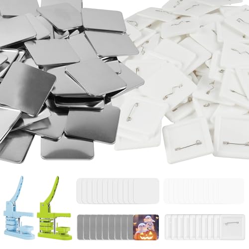Square Button Maker Supplies Kit for 50mm (2 in) – Includes Covers, Film, Paper & Template