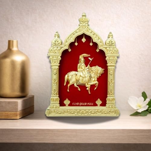 Image of EKA Temple Series Ramdevpir | Gold Foil Devotional | Baba Ramdevpir Showpiece for Home Temple, Pooja Room & Office Decor |Ideal Festival, Housewarming & Spiritual Gift (9cm x 4cm x 11cm)