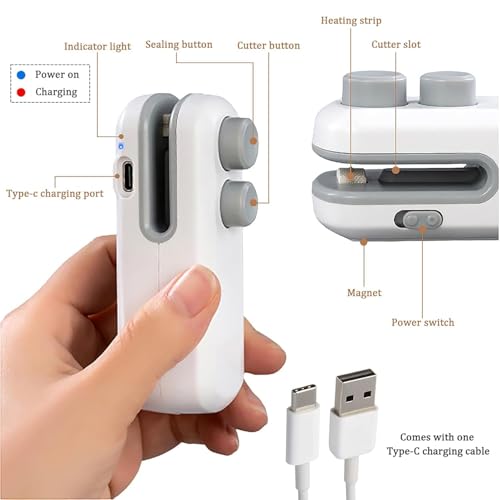Image of Nibbler Portable Mini Sealing Machine, Handheld Packet Sealer for Food, Snacks, Chips, Fresh Storage, Plastic Bags Sealing Machine, Type C Charging Vacuum Sealers