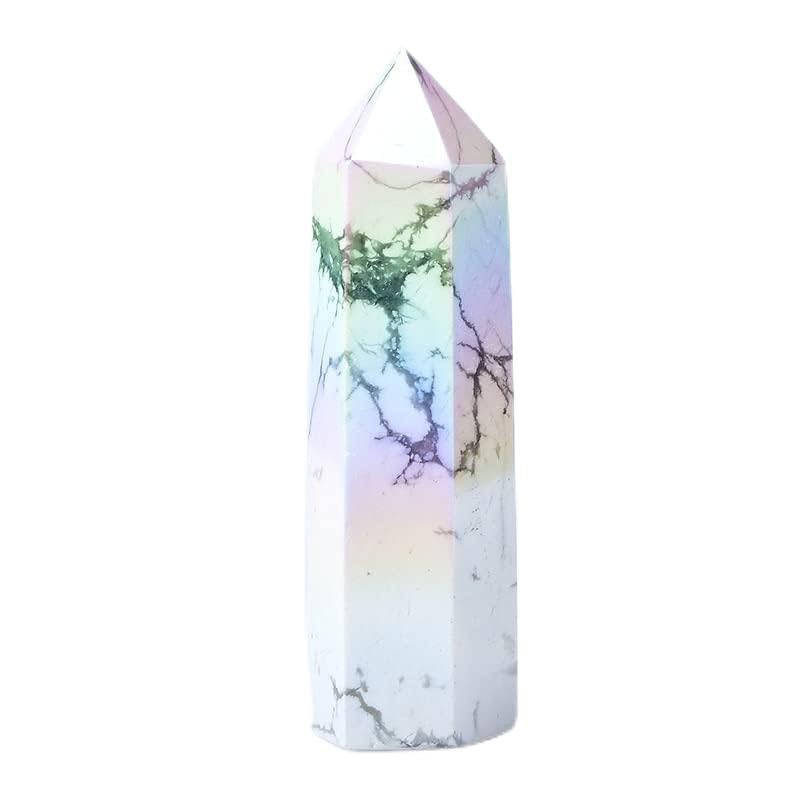 UIMWHAVG Piedras naturales de 36 colores y varita de punto de cristal, torre de piedra Reiki, artesanía pulida, decoración del hogar Menaje de cocina (Color : Aura Howlite, Size : 50-60mm)