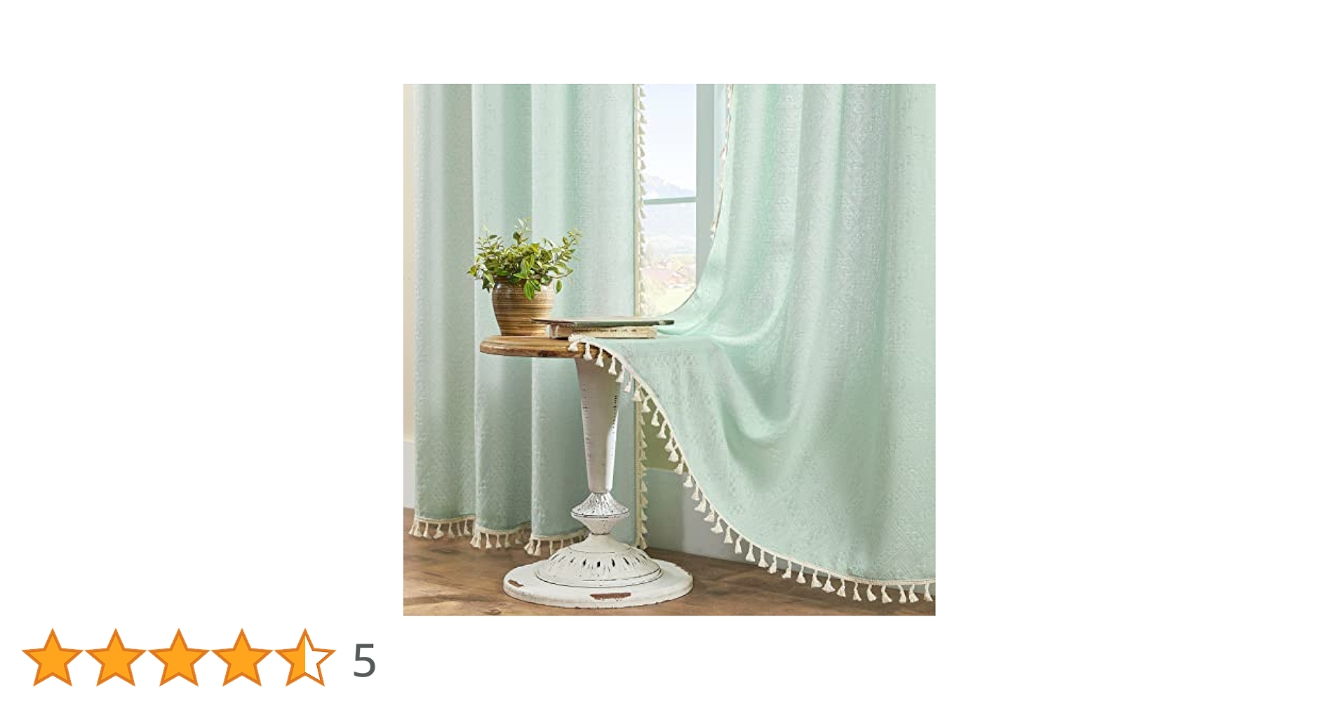 Amazon｜Joydeco ミントグリーン ボーホーカーテン 長さ84インチ