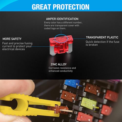 Image of Nilight 306Pcs Automotive Blade Fuse Kit Standard Mini Low Profile | Fuse Assortment with Fuse Puller and Circuit Tester 2A 5A 7.5A 10A 15A 20A 25A 30A 35A Replacement for Cars Trucks SUVs RVs