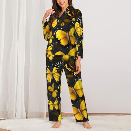 Pyjama imprimé papillons jaunes pour des nuits douces - 2