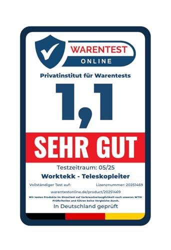 Note 1,1 SEHR GUT Warentestonline.de 05/2025/20251469 Worktekk® Profi 4/7/14 Sprossen Teleskopleiter Aluleiter Mehrzweckleiter Klappleiter Bockleiter Alu Malerleiter Multifunktionsleiter Little Giant