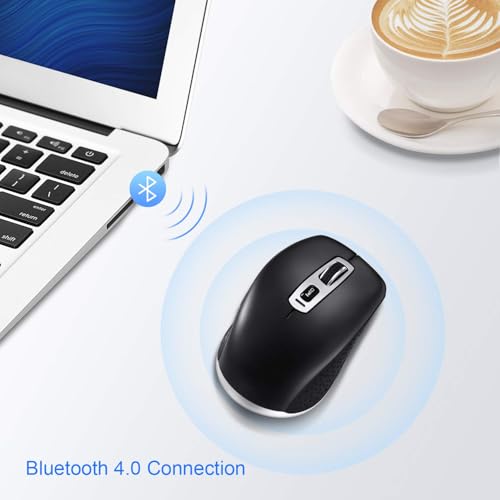 Image of cimetech Wireless Bluetooth Mouse, Computer Mouse, Slim Noiseless Optical Wireless Mice with 2400 DPI Compatible for Laptop, ipad, Mac (BT4.0+2.4G Dual Mode - Black)