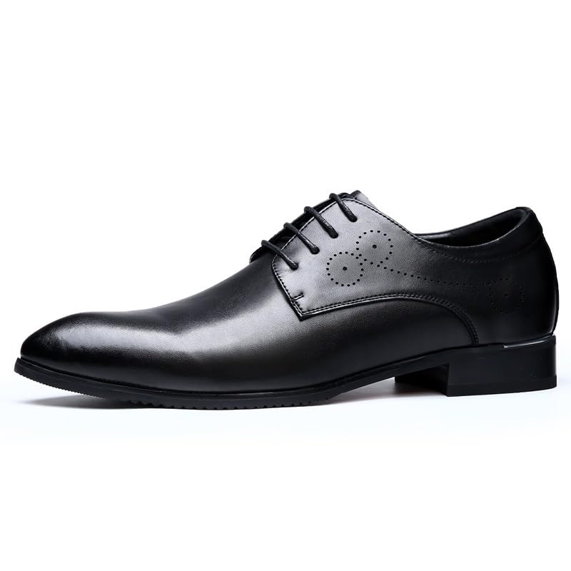 Formal Dress Shoes for Men Lace Up Pointed Toe PU Leather Derby Shoes Slip Resistant Block Heel Non Slip Anti-Slip Classic3