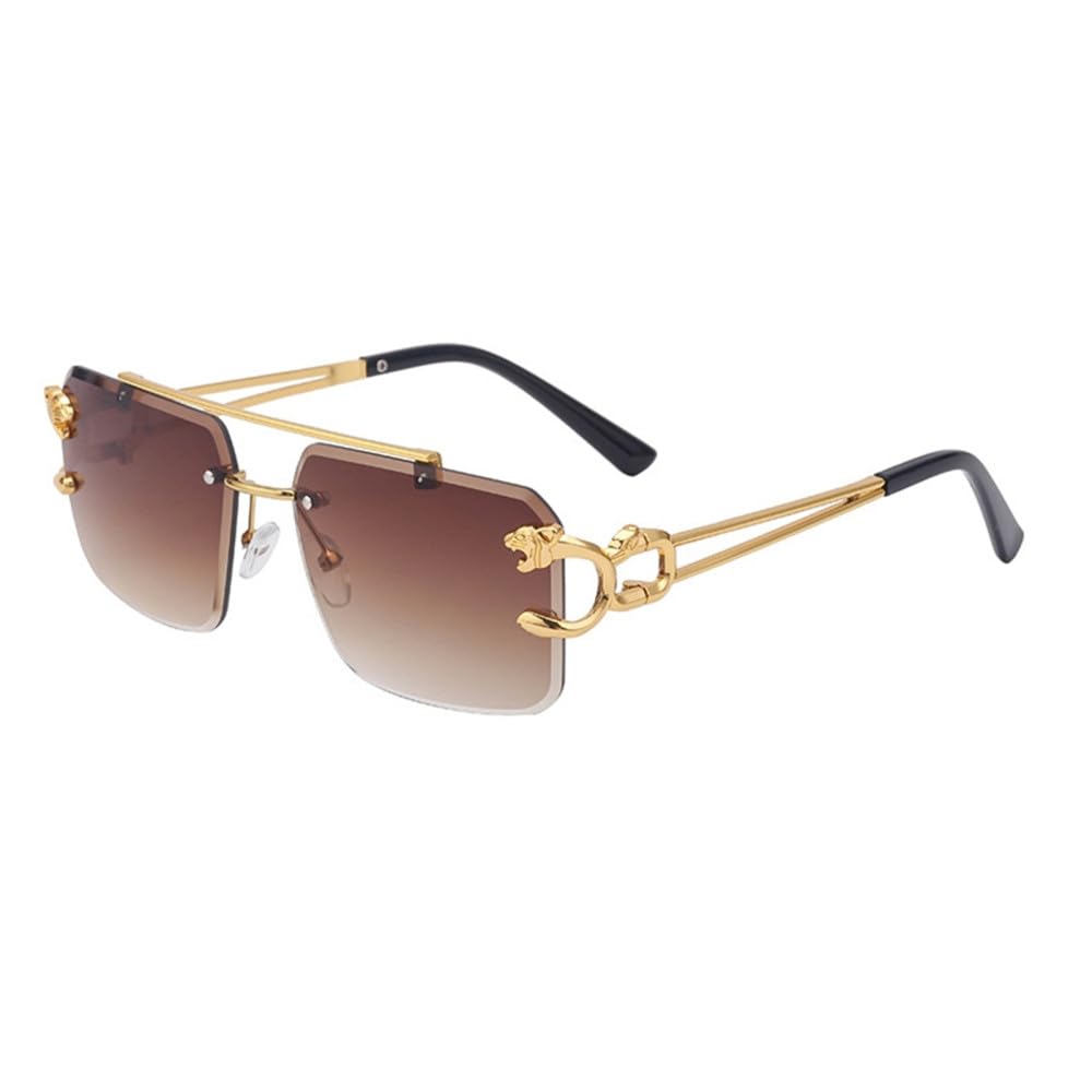 Holzsonnenbrille für Herren, quadratisch, randlos, Damen-Sonnenbrille, Holzmaserung, Vintage-Mode, Brille, Luxus-Retro