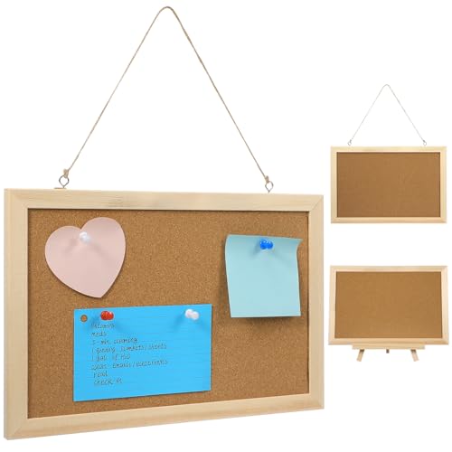 Angoily Tablero de Notas de Corcho Doble Cara 20X30 CM Marco de Madera de Pino para Oficina y Hogar, Soporte para Mensajes y Fotos, Adecuado para Organización y Decoración