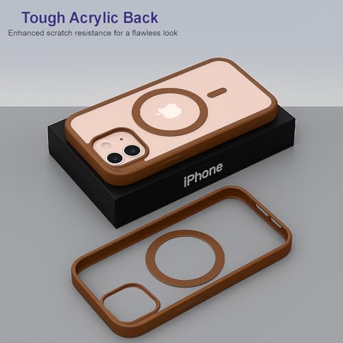 Image of AIBEX Clear Mag-Saf Case for iPhone 13 Pro | Strong Magnetic Lock, Anti-Yellowing Transparent Back, Military-Grade Drop Protection, Slim Lightweight Cover with Camera Guard - Brown