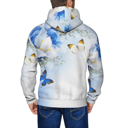 Sweat à capuche zippé EdWal à imprimé fleurs et papillons pour homme avec poches - 5