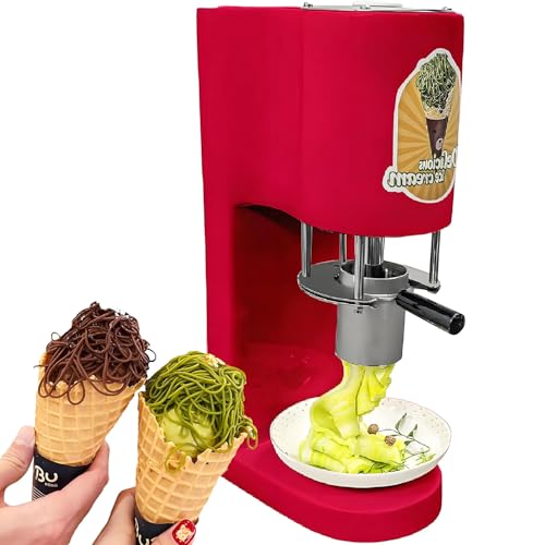 Commercial Electric Ice Cream Press Machine - Stainless Steel Gelato Maker with 4 Shape Molds for Spaghetti Ice