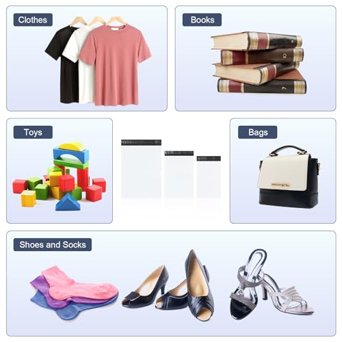 AiQInu 30 Stück Versandumschläge, Wasserdichte Versandtaschen Plastik Warensendung Pakete, Versandtasche Blickdicht Selbstklebend - Weiß