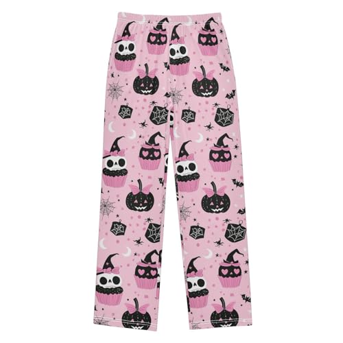 Pink Bow Skull Pumpkin Boys Pants for Kids Jogger Pants with Pockets S