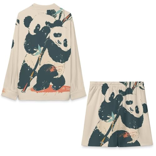 Cute Pandas with BambooMen's Long-sleeved Suits for Everyday Casual Wear2