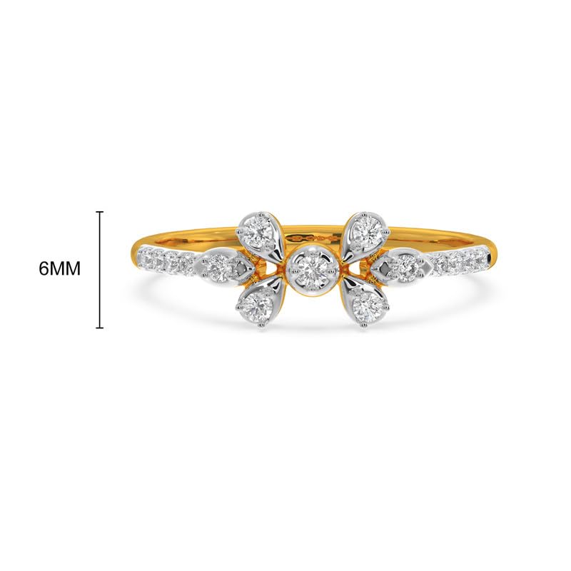 Image of KISNA 14k / 18k Real Gold & Diamond Ring | Diwali, Rakhi Rakshabandhan Gift for Sister /Bhabhi /Women | With Certificate of Authenticity & BIS-Hallmarked Gold Jewellery | Lauren Ring