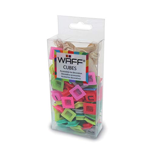 Waff Cubes - Caja con Cubos con Letras, Colores Variados, 100 piezas