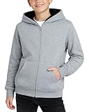 Coney Island Boys Hoodies - Cozy Soft Fleece Sherpa Lined Zip Up Hoodie Sweatshirt for Boys - Size Up for Ideal Fit, Size 8, Heather Grey/Black
