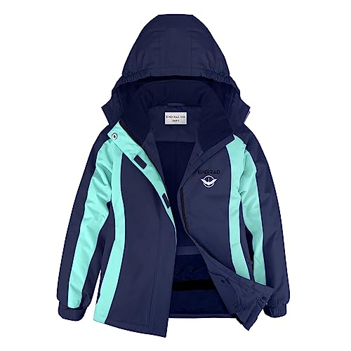 ENDIRAD Kids Ski Snow Jacket for Girls Waterproof Winter Snow Coat Size 11-12 Warm Fleece Lined Winter Windproof Jacket with Hood