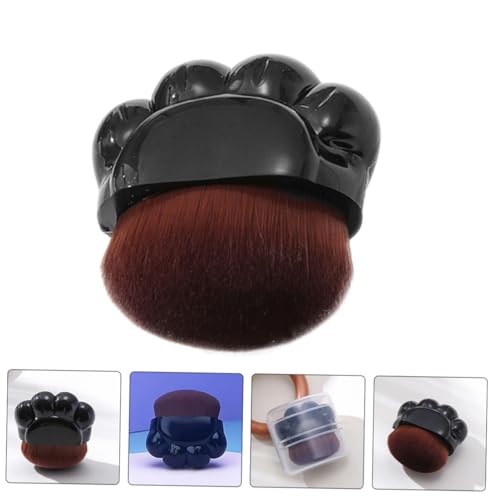WEKADRIN 2pcs Black Foundation Liquid Brush and Makeup Applicator Brush for Women Small Portable Flat Top Blending for Face Cosmetics and Sunscreen Application