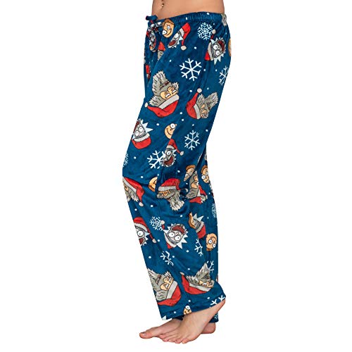 Rick and Morty Santa and Snowflakes Navy Lounge Pants2