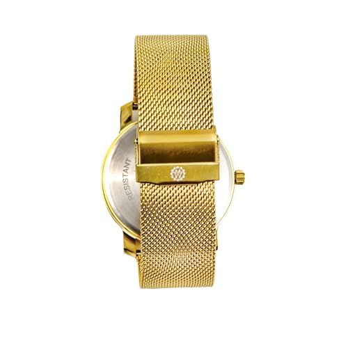 Image of Royalex Mens Golden Watch with Mesh Chain and Green Dial with Roman Numbers