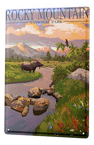 LEotiE SINCE 2004 Tin Sign Metal Plate Decorative Sign Home Decor Plaques Holiday Travel Agency Rocky Mountain National Park