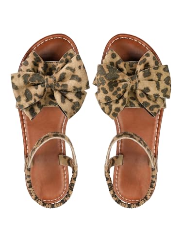 Image of GORGLITTER Women's Bow Flat Sandals 2026 Dressy Cute Ankle Strap Slides | Summer Shoes for Women 2026, Slip On Open Toe Flats, Slingback Slides, Vacation Dress Sandals